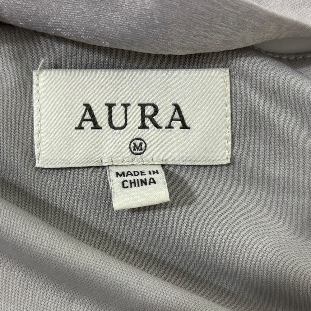 AURA Silver Sequin Tank Top Disco Glam Bow-Tie Shoulder Festival Concert Women M - Picture 4 of 10